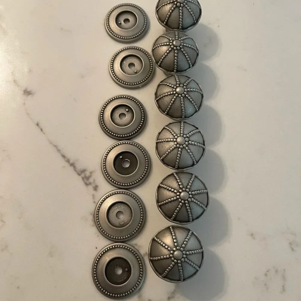 6 Silver Knobs with Backing